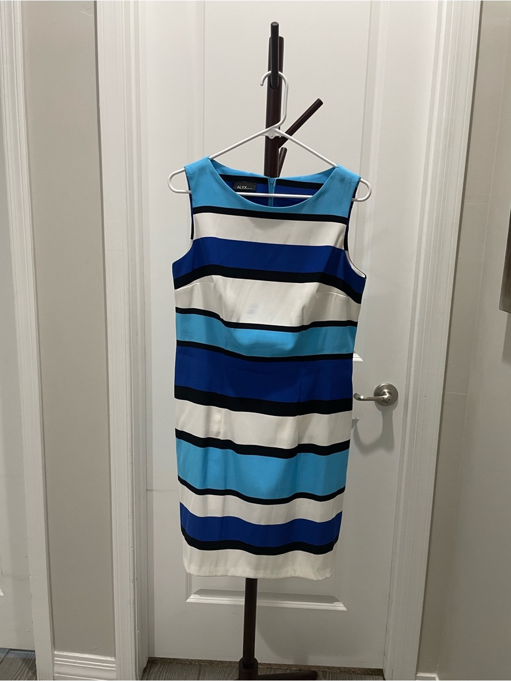 Alyx Blue, Sky Blue & White Striped Sheath Dress
